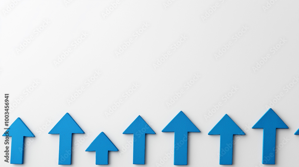 Aufkleber blue up arrows pointing upwards showing growth potential on white background