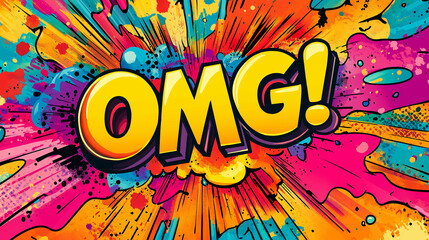 Colorful comic book style explosion background expressing omg