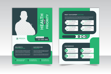 Double sided flyer template design with Medical flyer design