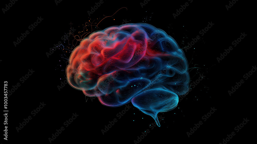 Poster abstract brain illustration showing neural connections