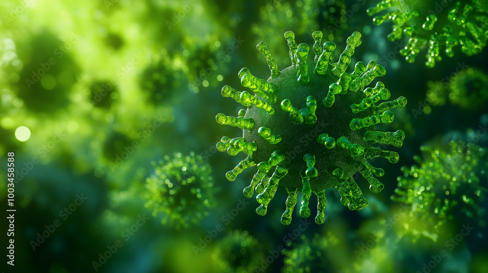 Aufkleber microscopic view of a virus cell, possible cause of a disease outbreak