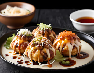 realistic image of freshly made Japanese Takoyaki
