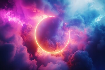Obraz premium Colorful Clouds with Glowing Circular Light Effect