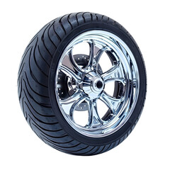 Obraz premium Shiny Motorcycle Wheel Close-Up Photography