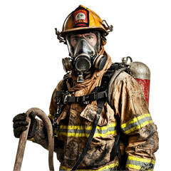Firefighter in Full Protective Gear with Equipment