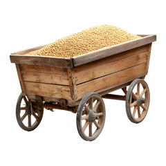 Vintage Grain Cart Cutout on Transparent Background