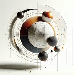 minimal modern and avant garde Autumn Equinox Northern Hemisphere sketches on a white background, 16:9. 3D Rendering.