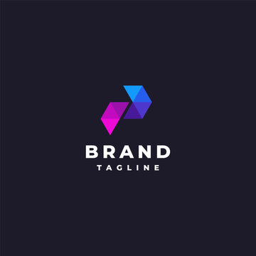 Colorful Letter P Mosaic Triangle Logo Design. Triangle Letter P Colorful Minimalist Modern Logo Design.