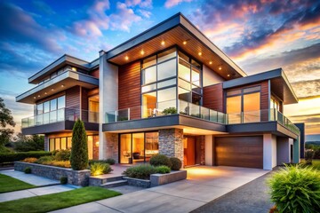 Fototapeta premium Contemporary urban homes showcase sleek designs and innovative features, seamlessly integrating stylish architecture