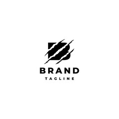 Letter B Torn by Wild Animal Claws Logo Design. Wild Animal Claws on Letter B Logo Design.