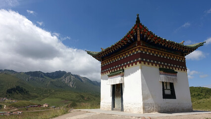 Tibetan building on the peak in China