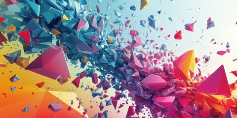 colorful shattered glass shards background