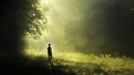 lonely person in the wood