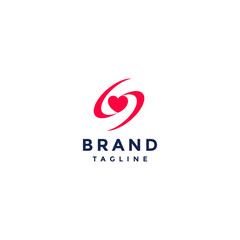 Spreads Love Initial Letter S logo design. Heart Symbol In The Middle Two Rotating Lines Logo Design.