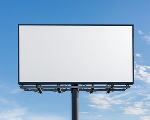 Obraz premium Empty billboard against clear blue sky, ideal for advertising and marketing.