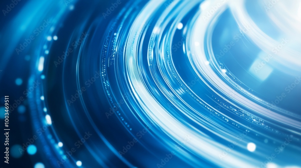 Poster a vibrant abstract image featuring swirling blue patterns and glowing light effects, creating a dyna