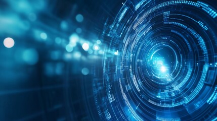 Fototapeta premium A vibrant, futuristic tunnel of light and data streams, symbolizing technology and digital connectivity.