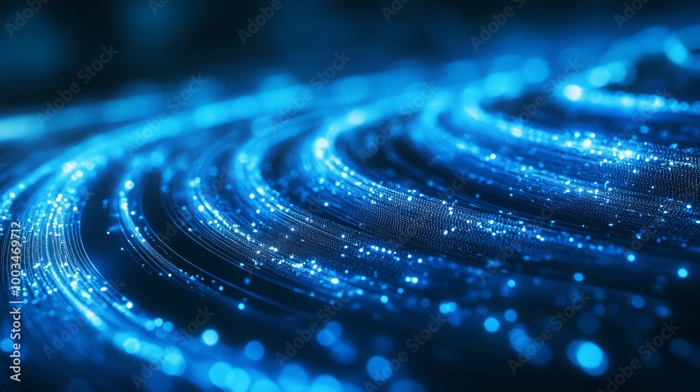 Aufkleber A captivating blue wave pattern filled with shimmering particles, conveying a sense of depth and movement in a digital space.