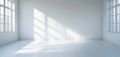 Obraz premium Spacious, bright room with natural light streaming through large windows.