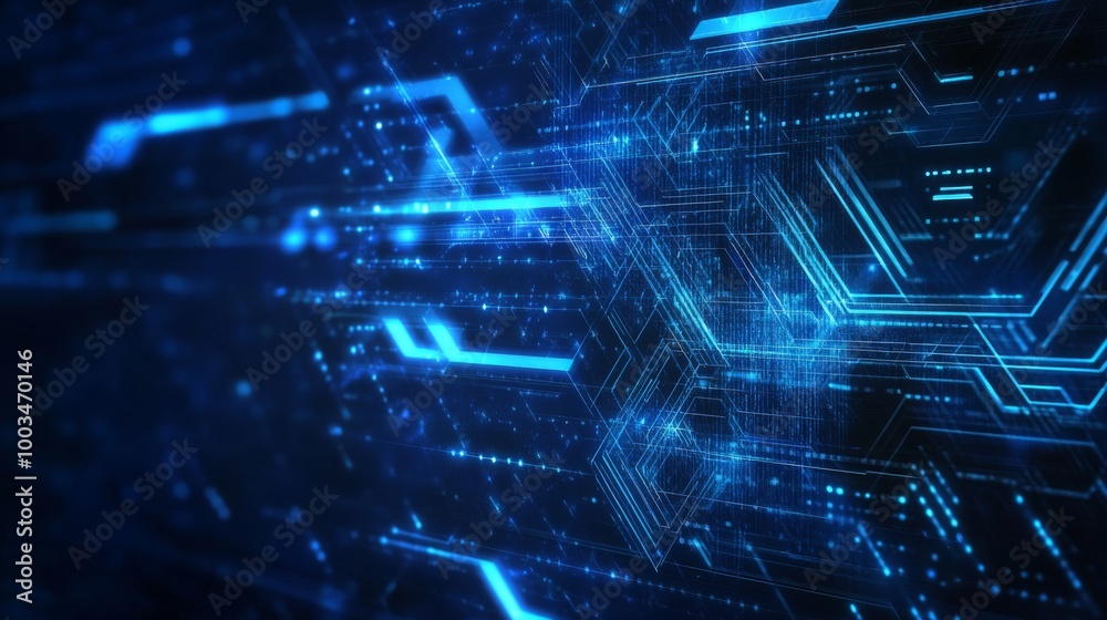 Leinwandbilder a vibrant abstract digital background featuring circuitry and glowing blue lines, symbolizing techno