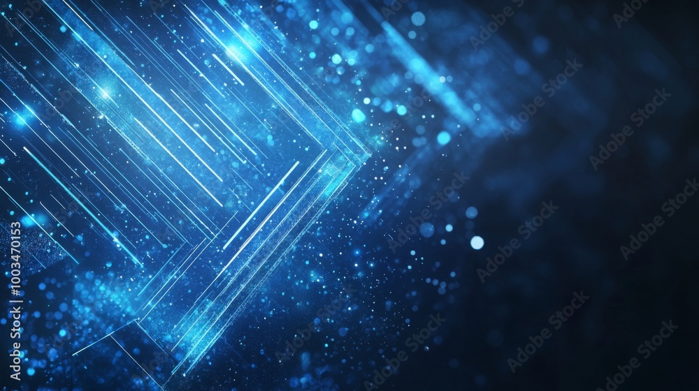 Fototapete A dynamic blue background with intersecting lines and shimmering particles, creating a futuristic and tech-inspired atmosphere.