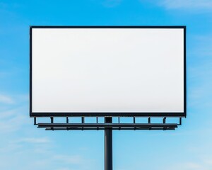 Blank billboard sign against a clear blue sky, advertising space available.