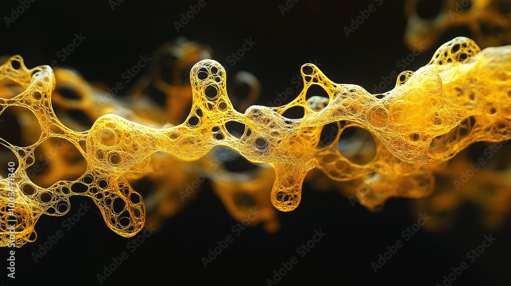 Poster abstract organic structure forming intricate network on black background