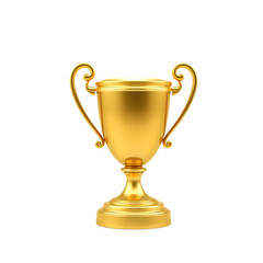 First place gold trophy cup, winner of the competition, celebration sports winner awards, isolated on transparent background