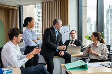 Group of multi-ethnic businessman and businesswoman working in office. 