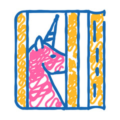Fototapeta premium diary with unicorn doodle icon sketch vector. diary with unicorn sign. isolated symbol illustration