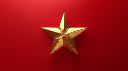 Obraz premium Golden star shining on red background for christmas decoration