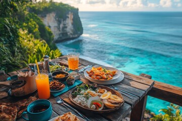 Delicious Lunch with Ocean View on Tropical Island