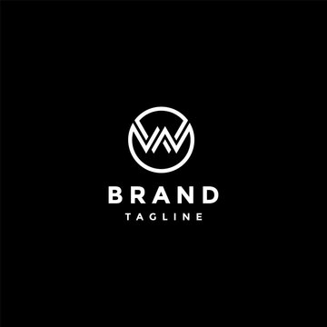 Initial W and W Letter Line Inside Circle Logo Design. Initial Lines WW Letters Inside Circle Logo Design.