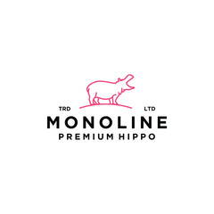 Monoline Premium Hippo modern style logo design