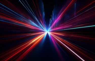 Abstract dark background with streaks of light in red, blue, and pink.