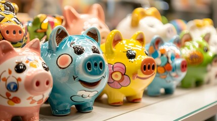 Obraz premium Creative Colourful Piggy Bank 