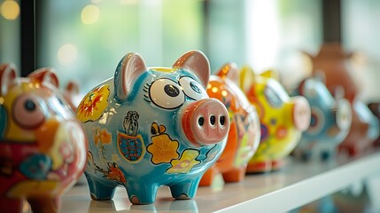 Obraz premium Creative Colourful Piggy Bank 