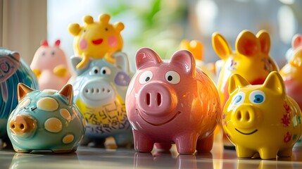 Obraz premium Creative Colourful Piggy Bank 