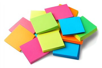 stack of colorful sticky notes in various colors. The stack is piled on top of each other, with some notes overlapping