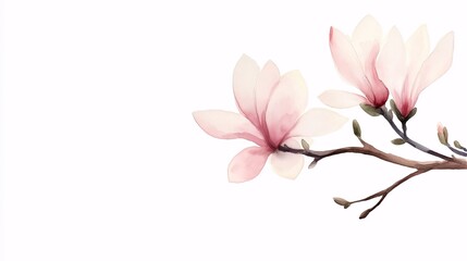 Naklejka premium Delicate Pink Magnolia Blossoms on White Background