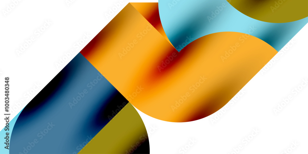 Poster Tech minimal circular shapes geometric art. Vector modern circles