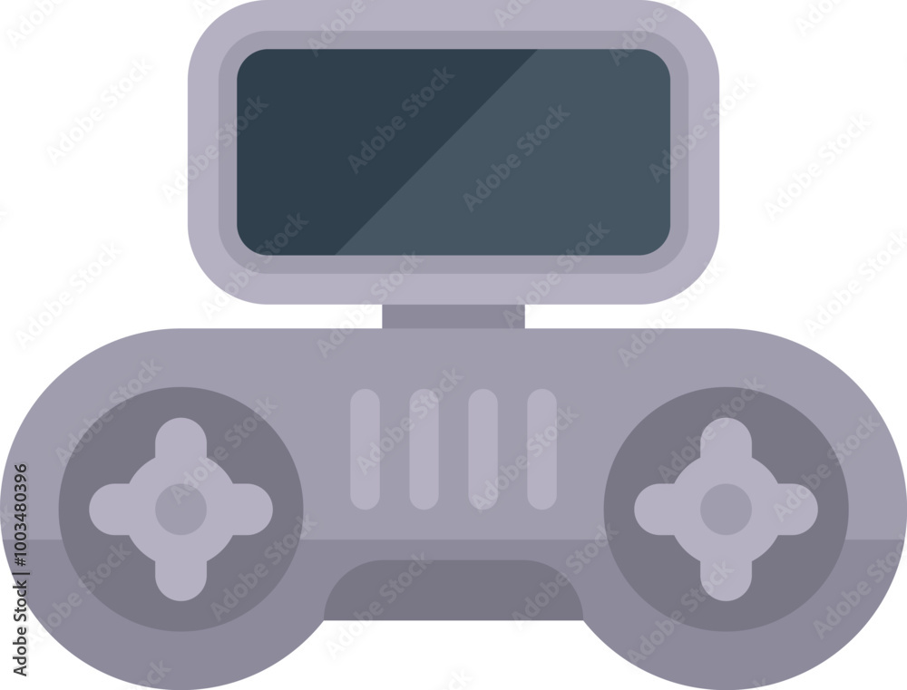 Poster retro game console displaying gaming interface with buttons and screen, representing nostalgia for c