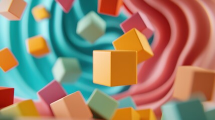 Obraz premium Colorful Floating Cubes in Abstract Background