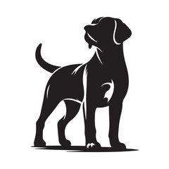 Dog Silhouette Vector Icon of Canine Pet in Simple Black and White Style.