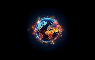 A glowing earth with lines of energy connecting different parts of the world.