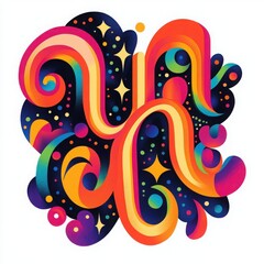 Cosmic Alphabet: Vibrant and cosmic letter "H" with a swirling and colorful design,  a touch of whimsy and celestial charm.  