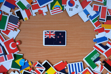 flag of new zealand puzzle among the flags of the countries of the world