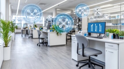 Modern Laboratory Interior with Digital Elements