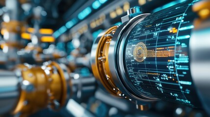 Futuristic Machine Interface with Vibrant Digital Display