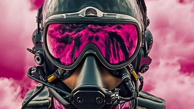 Air Force Fighter Pilot in Helmet and Mask Preparing for Flight Generative AI